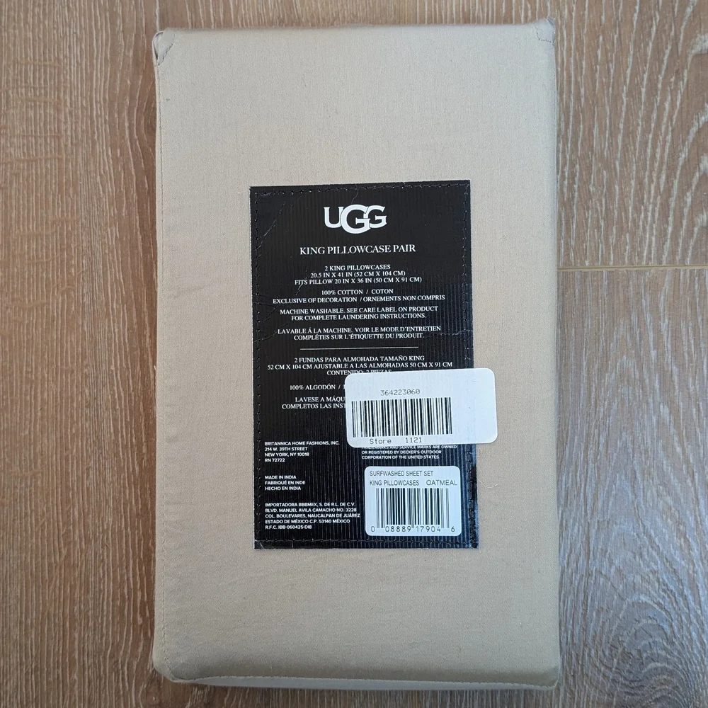 UGG Surfwashed Cotton King Pillowcase Pair in Oatmeal Tan